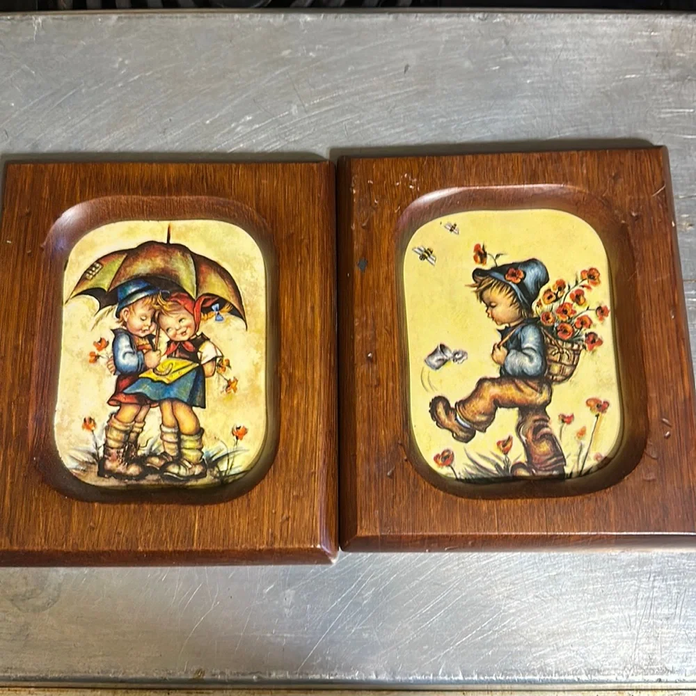 vintage Hummel‎ wooden frame pictures wall hanging